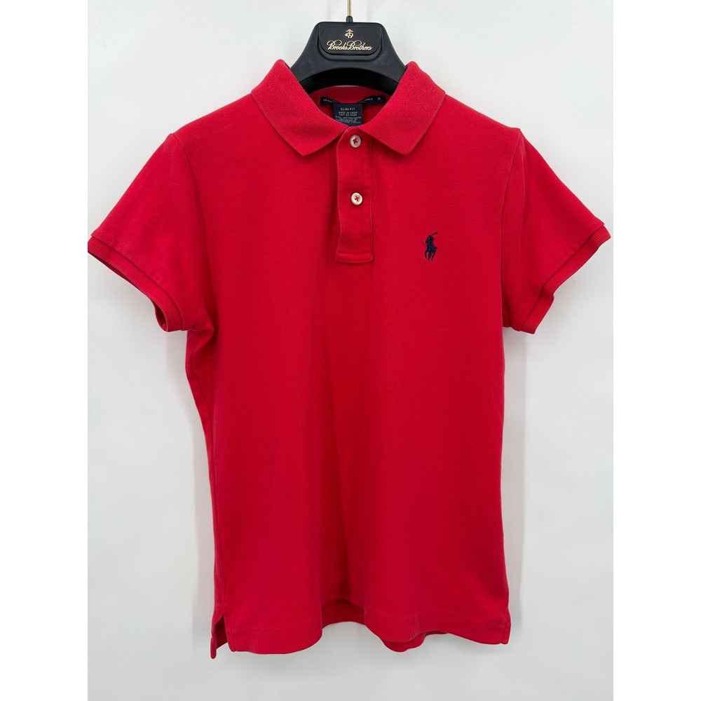 Ralph Lauren Sport Youth Red Slim Fit Cotton Pique Polo Shirt Size M Pony Logo